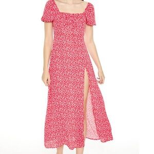 Ditsy Red Floral Babydoll Maxi Dress